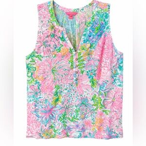 Lilly Pulitzer Vibrant Floral Blouse - Pink, Green, Blue 2xl